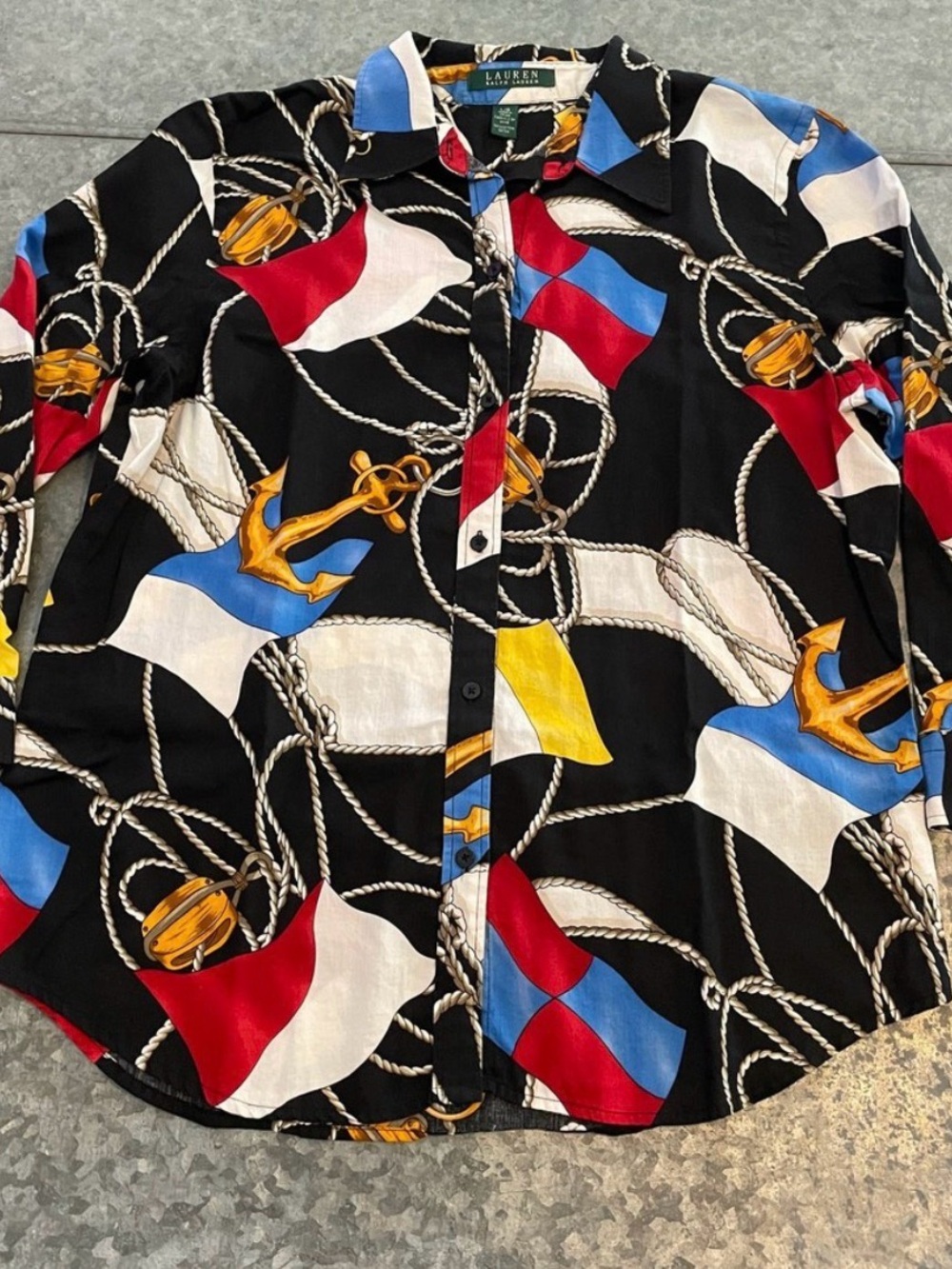 Ralph Lauren Black Nautical Flag Print Button-Down Shirt